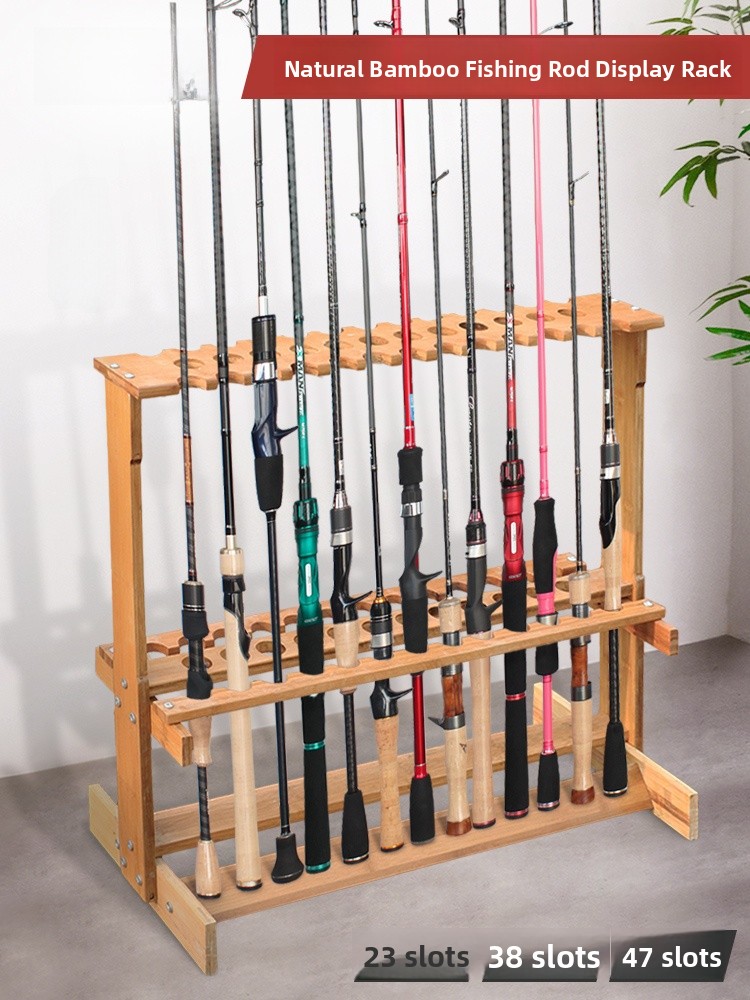 Fishing Rod Rack - Real Wood Bamboo Multi-Functional Fishing Rod
