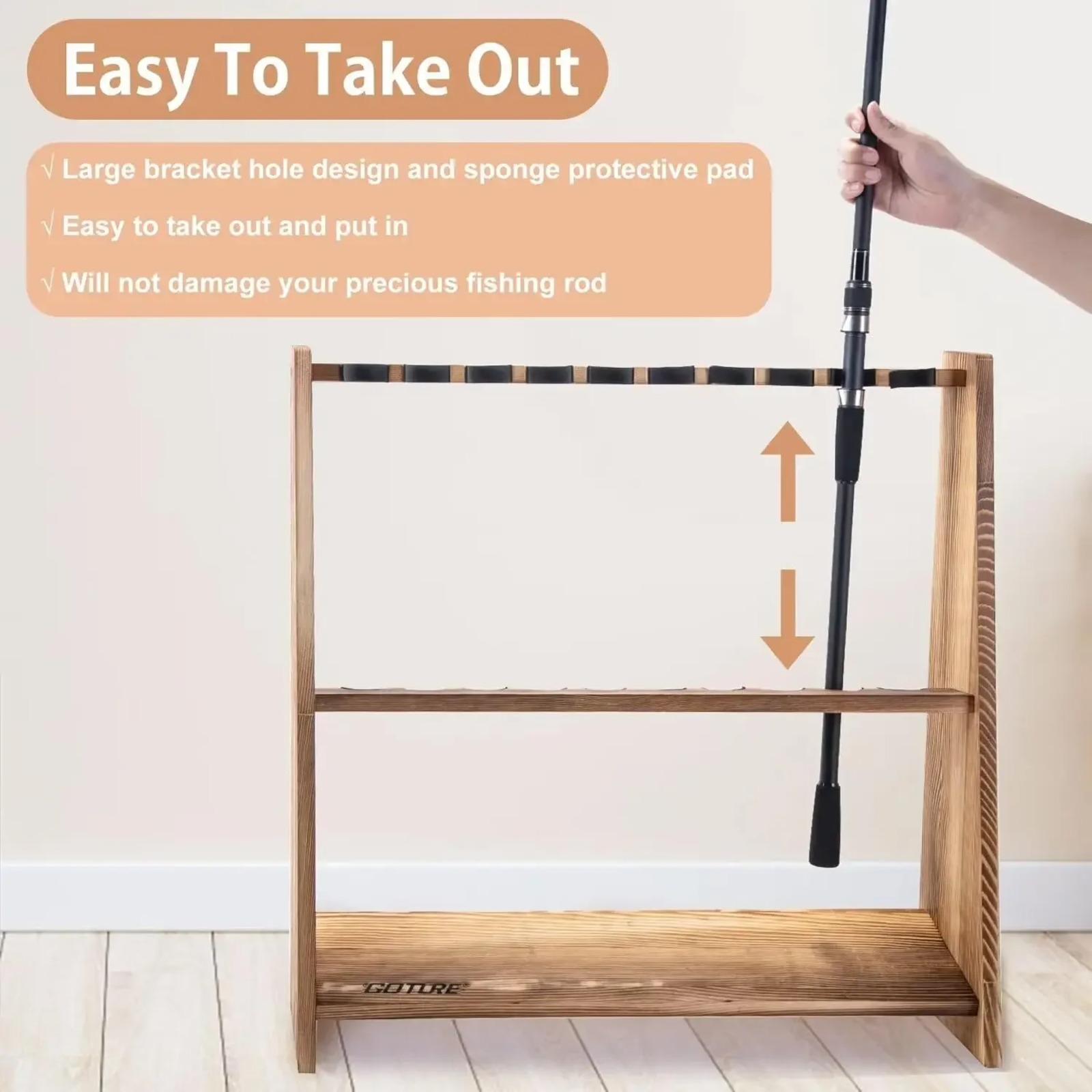 Goture Carbonized Pine Wood Fi - Fishing Rod Rack recension och pris