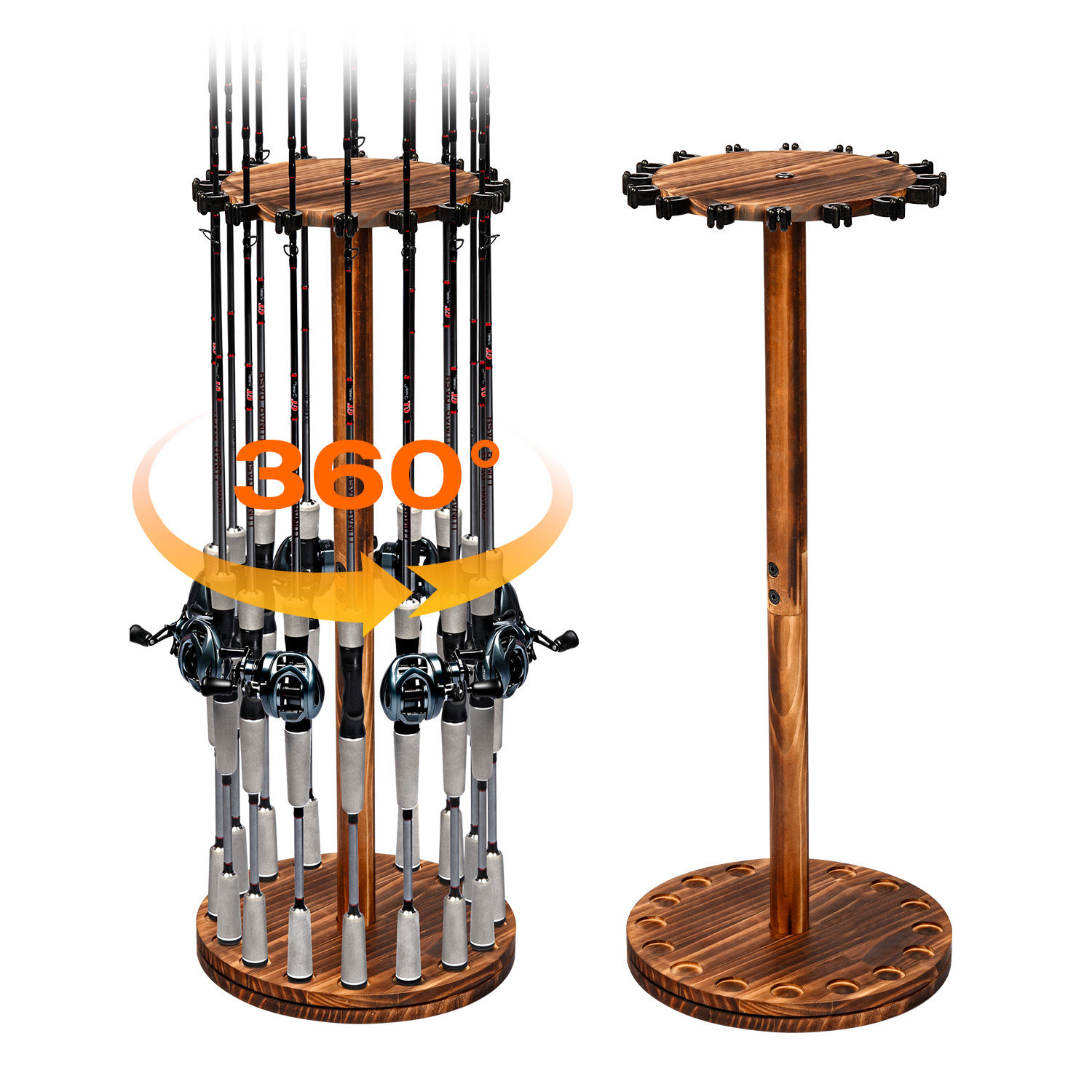 Round Carbonized Wood Fishing  - Fishing Rod Rack recension och pris