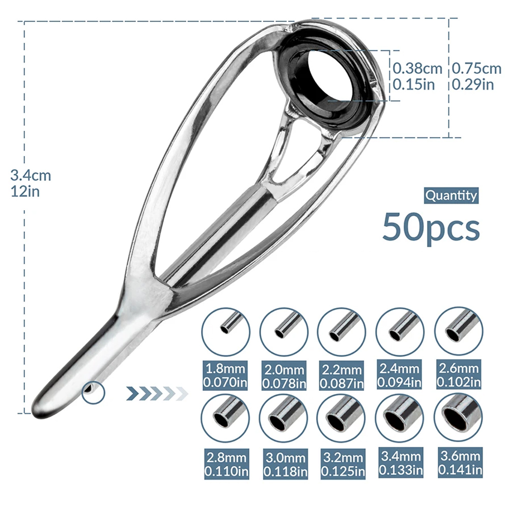 THKFISH 50pcs Fishing Rod Guid - Fishing Rod Tip Replacement recension och pris